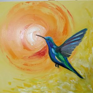 My new Hummingbird  painting #stillonprocess #oilpainting #originalart #linoylevari #artoncanvas #bird