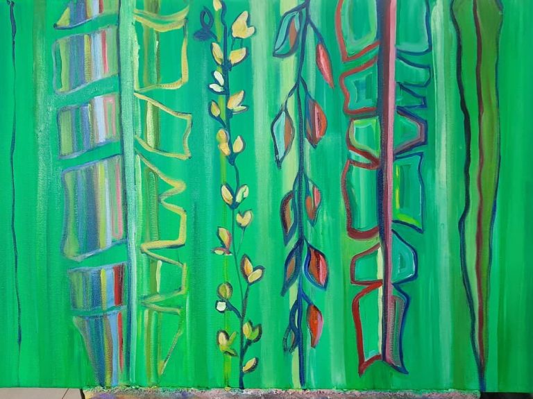Read more about the article My new painting  inspired by  nature #oilpainting #originalart #linoylevari #artoncanvas #turquoise #plants